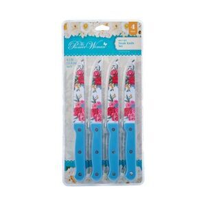 Pioneer Woman Steak Knife Sweet Rose 4 piece Set Floral Blue
